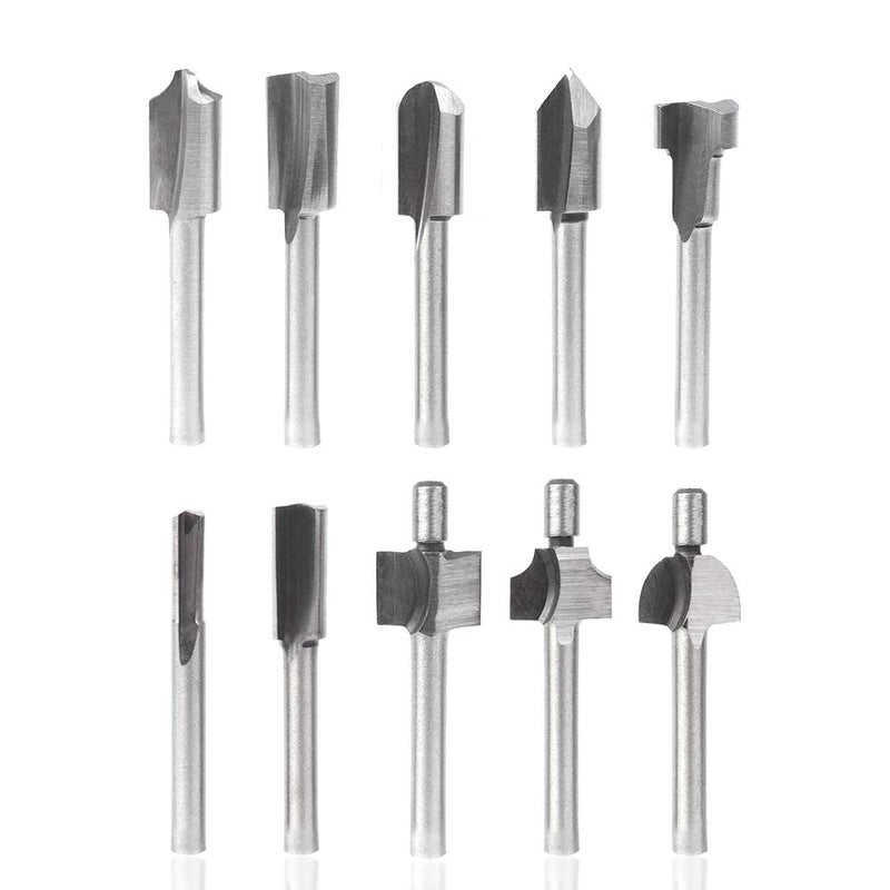 Saipor Saiper 10pcs HSS Carpentry Router Bits 1/8 Inch( 3mm ) Shank Engraving Bits Fit for Dremel Foredom Rotary Tools Set for Edge Grooving Wood Deburring Engraving and Milling - Image 2